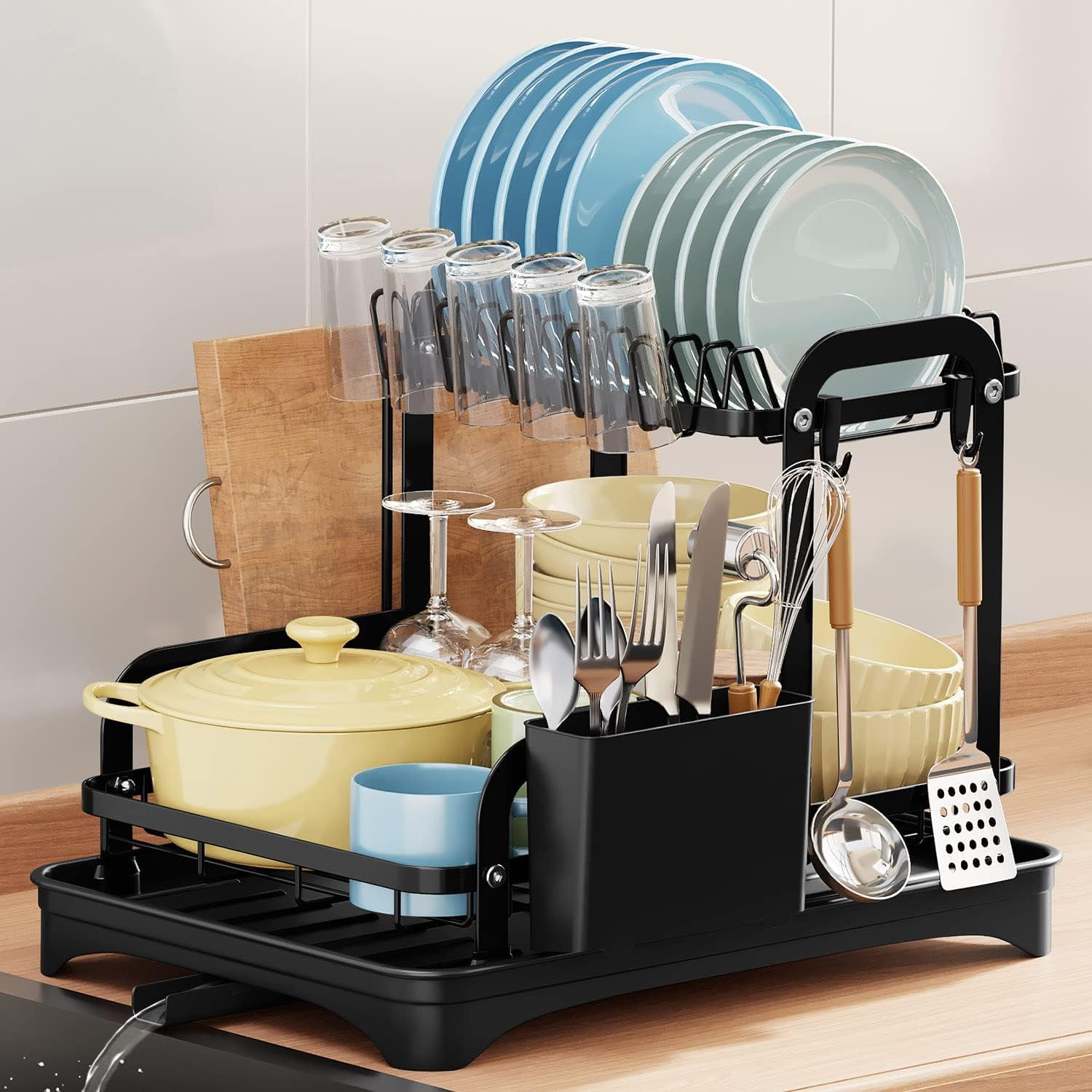Large Multifunctional 2Tier Kitchen countertop Bowl and Water Strainer