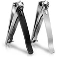 thumbnail image 1 of Large 2-Pack, Sharp Stainless Steel Fingernail & Toenail mers with Nail File, Manicure Kit Fingernail Tools for Men & Women, Black and Silver Color, 1 of 5