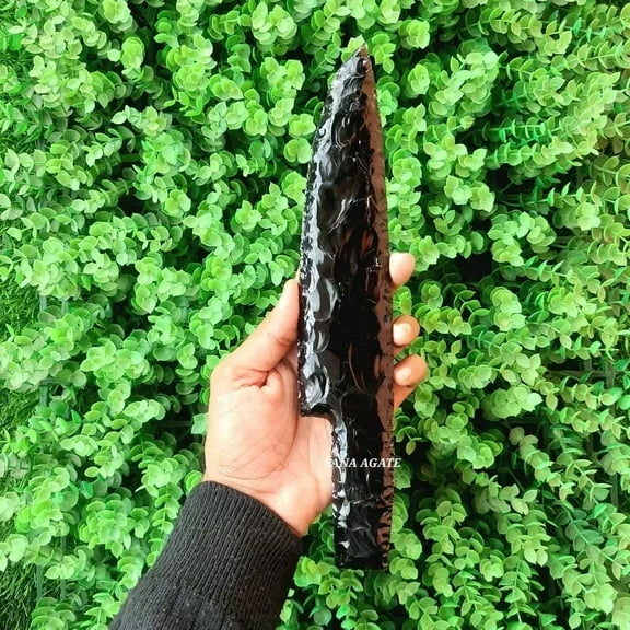 Large Natural Black Obsidian Carved Knife Healing Crystal For Home Dcor Display