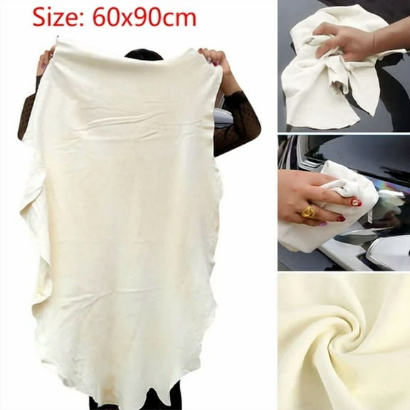 Large Natural Chamois Leather Automotive Cleaning Cloth - Absorbent Drying Towel