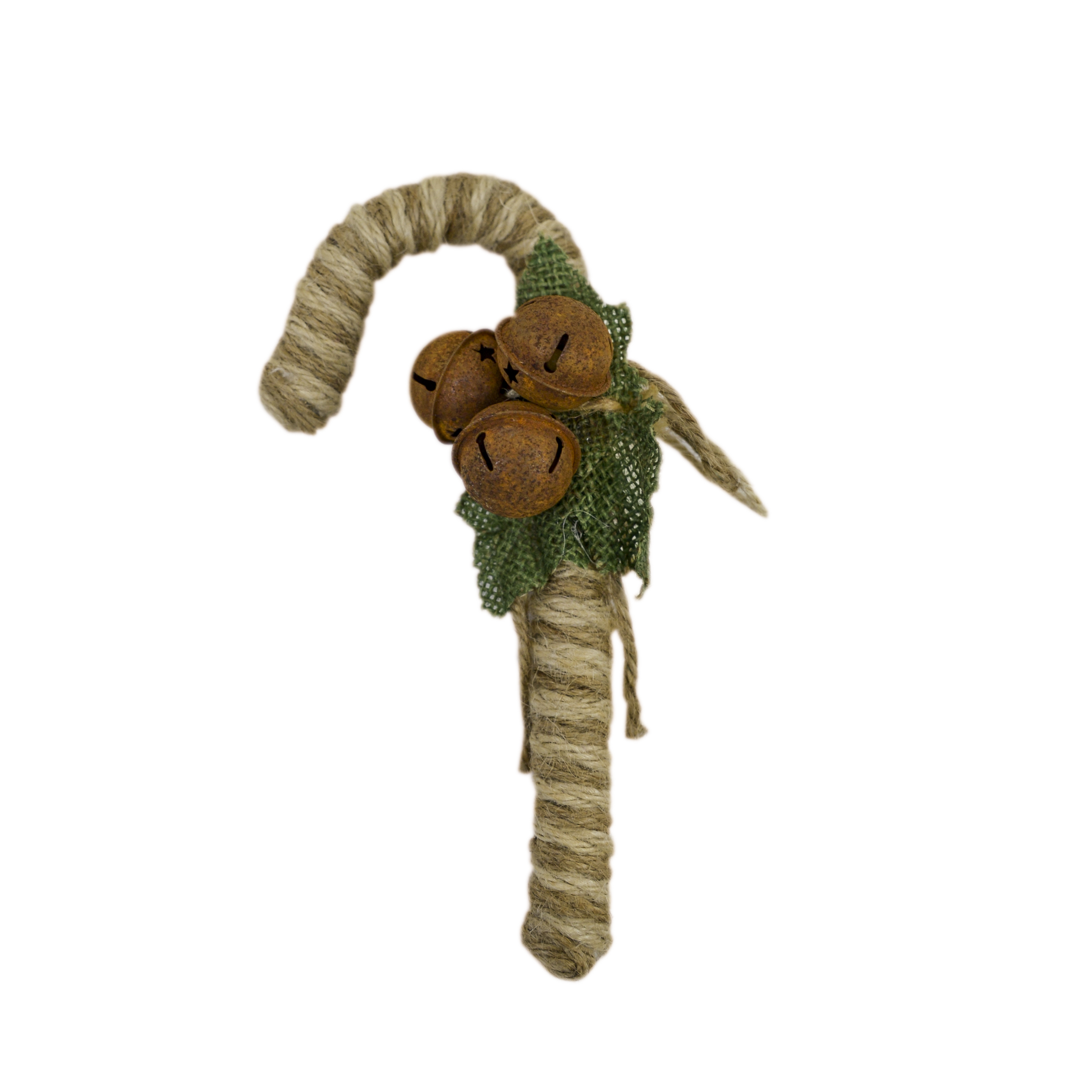 Large Natural Jute Rope Jingle Bell Candy Cane Christmas Tree Pick ...