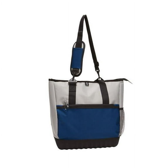 Large Navy Zip Cooler Tote Bag W/ Molded Bottom