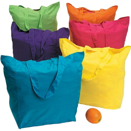 Large Neon Cotton Tote - Party Favors - 12 Pieces
