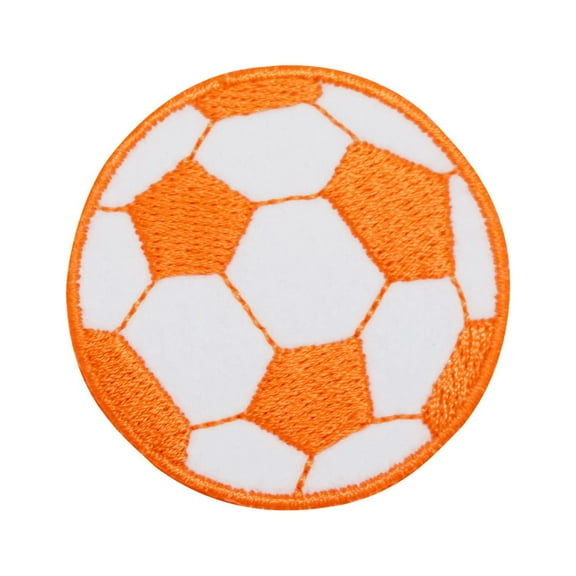 Large - Neon Orange - Soccer Ball - Futebol - Iron on Applique/Embroidered Patch