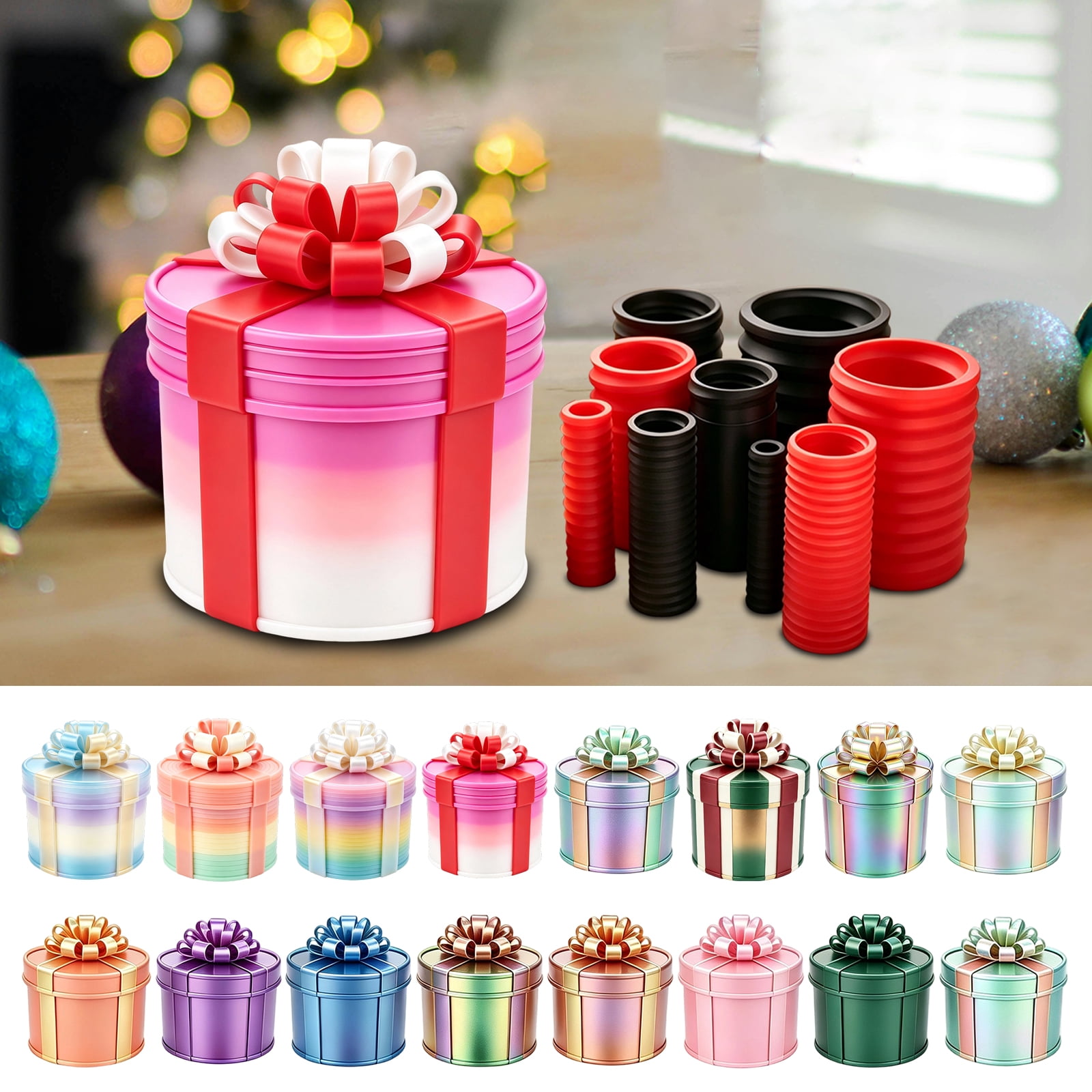 Large Nesting Gift Box with 9-Tier Nested Design and Gold Bow, 1 Set ...