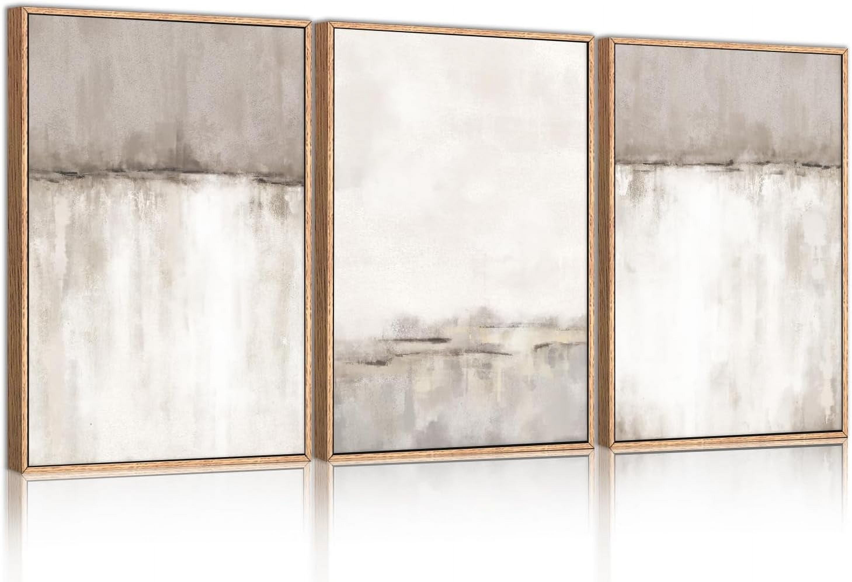 Curated visual reference: Textured Wall Decorations Reference: Large Neutral Gray Tan Framed Canvas Wall Art Set Abstract