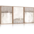 thumbnail image 1 of Large Neutral Gray Tan Framed Canvas Wall Art Set, Abstract Textured Wall Decor, Minimalist Wall Pinting, Modern Illustrations Art Print for Living Room, Bedroom, Office -16"x24"x3, 1 of 6
