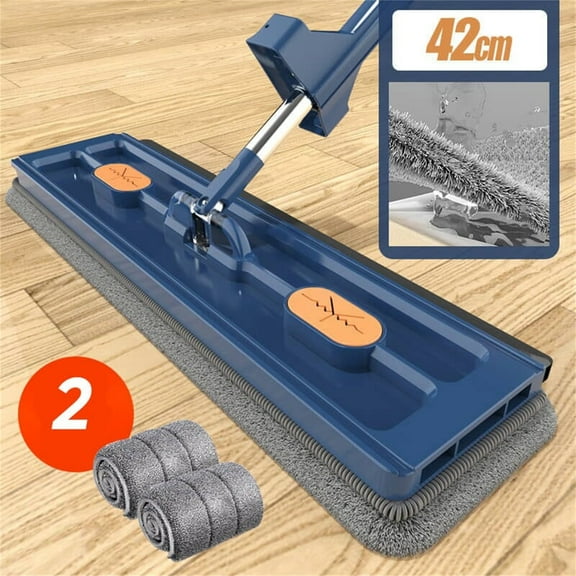 Large, New, Modern Flat Mop with 360° Rotation and A Magic Wringer. The Long Stainless Steel Handle Makes It Ideal for Cleaning Walls, Floors, Corners, and Windows