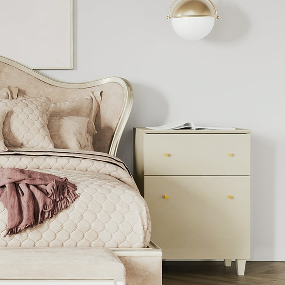 Large Nightstand for Bedroom, Beige Bedside Table with 1 Drawer and 1 Door, Living room End Table with Adjustable Shelf, 23.6x15.3x32.4