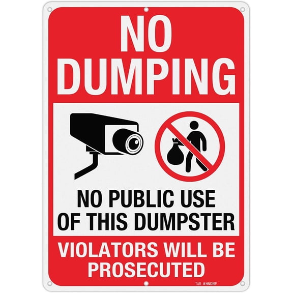 Large No Dumping Sign, No Public Use of This Dumpster Sign, 14" x 10" Rust Free .0Aluminum Reflective, Weather Resistant, Waterproof, Fade Resistant