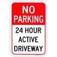 thumbnail image 1 of Large No Parking 24 Hour Active Driveway Sign, 8" x 12" .04" Aluminum Reflective Sign Rust Free Aluminum-UV Protected and Weatherproof, 1 of 5