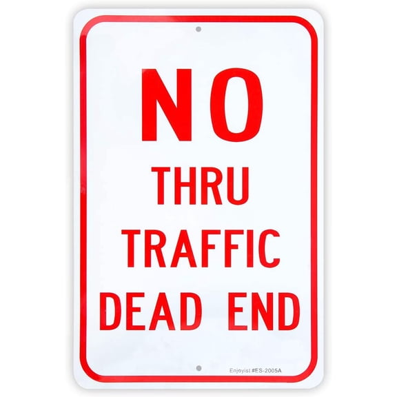 Large No Thru Traffic Sign, Dead End Sign, 18"x 12".040 Rust Free Aluminum Reflective, UV Protected and Weatherproof