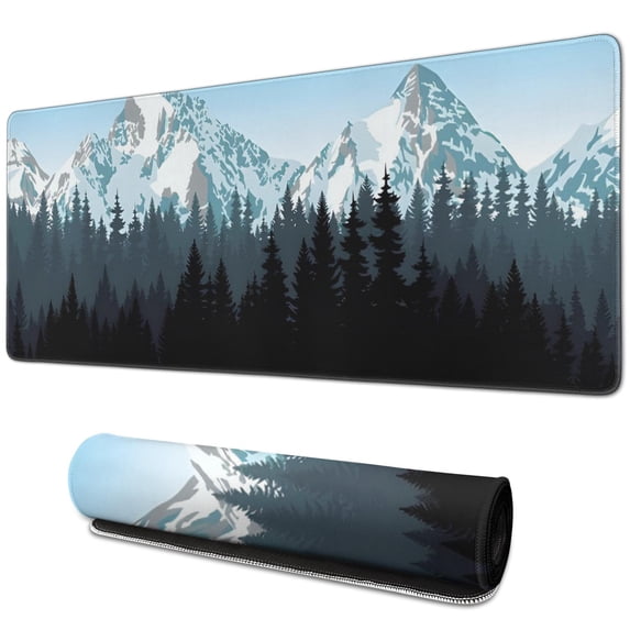 Large Non-Slip Mouse Mat with Forest Design - XL Desk Pad with Stitched Edges for Durability and Long Gaming Sessions - 31.5 x 11.8 inches