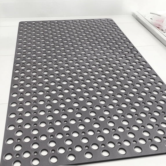Large Non Slip Shower Mat, for Inside Shower - Soft TPE Anti Slip Long Shower Floor Mat with Large Drain Holes and Suction Cups