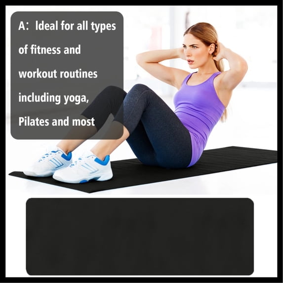 Large Non Yoga Mats 4mm Thick - 68"x23" Monochrome Fitness Mat for Women & Men, Extra Long Exercise Mat with Carrying Strap for Home Gym, Pilates, Workout