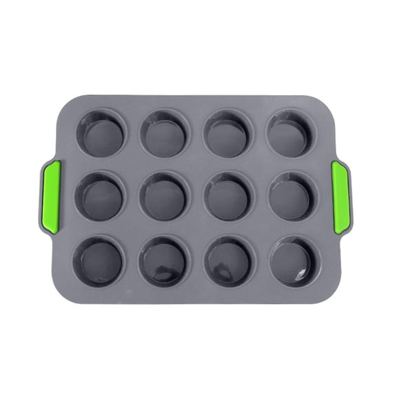 Large Non-Stick Baking Sheet, 12.2x8.1-Inch Rectangular Cake Pan for Muffins Pizza Chocolate, Flexible Silicone Oven Tray with Insulated Handles, Easy-Release Mold