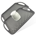 thumbnail image 1 of Large Nonslip Serving Tray with Handles, Silicone Grippy Dots Food Trays for Eating, Dishwasher Safe Lap Trays for Breakfast Dinner Snack Fruit Appetizers Beverage, Rectangular, Set of 2, Black, 1 of 7