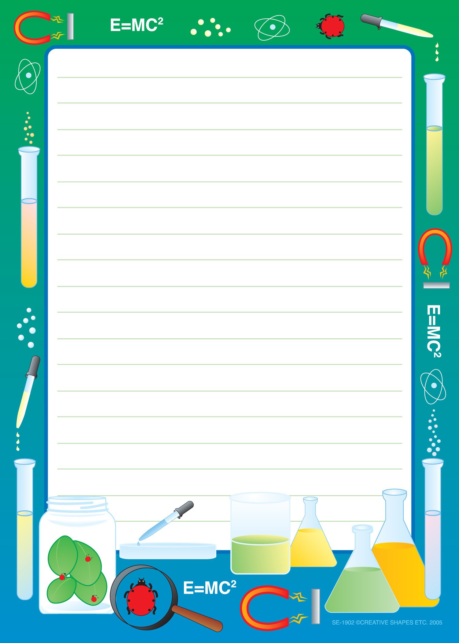 CREATIVE SHAPES ETC. Large Notepad - Science Lab / Lined