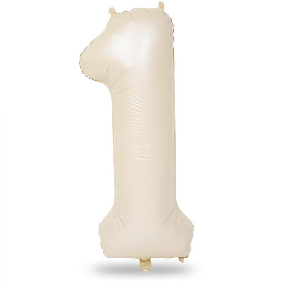 Large Number 1 Balloon, self inflating mylar foil balloon for birthday celebions, anniversary parties, photo backdrops, gender neutral party supplies, beige