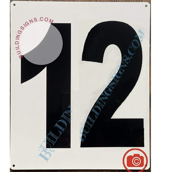 Large Number 12 Sign -Metal Sign - Parking LOT Number Sign (White,Aluminium,10X12)-EL ESTACIONAMIENTO LINE (ref-2201)