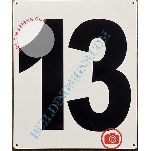 Large Number 13 Sign -Metal Sign - Parking LOT Number Sign (White,Aluminium,10X12)-EL ESTACIONAMIENTO LINE (ref-2201)