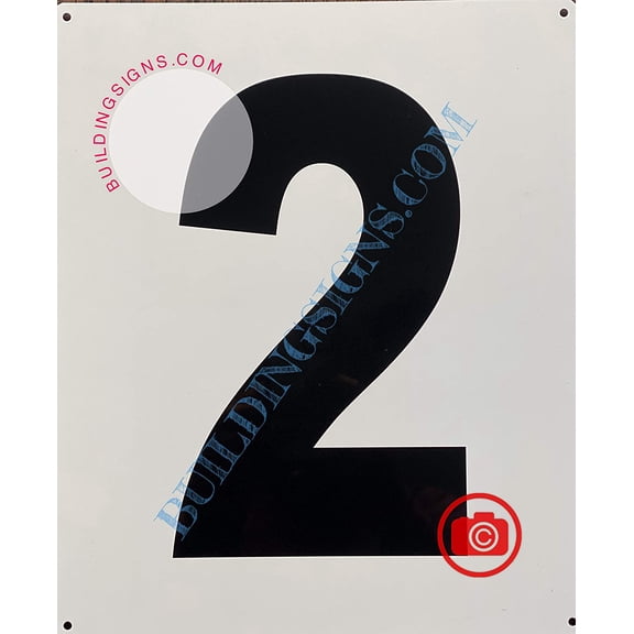 Large Number 2 Sign -Metal Sign - Parking LOT Number Sign (White,Aluminium,10X12)-EL ESTACIONAMIENTO LINE (ref-2201)