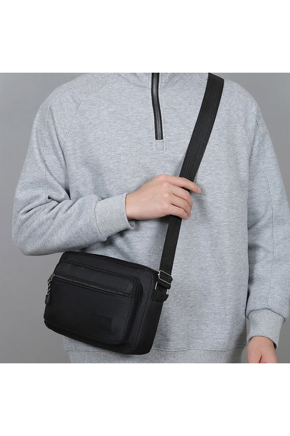 Large Nylon Crossbody Bag for Men Multipocket Sling Backpack Travel Hiking Shoulder Bag with USB Charging Port Water Resistant Casual Daypack for Work Commute Outdoor Activities 10x7x2 Inch