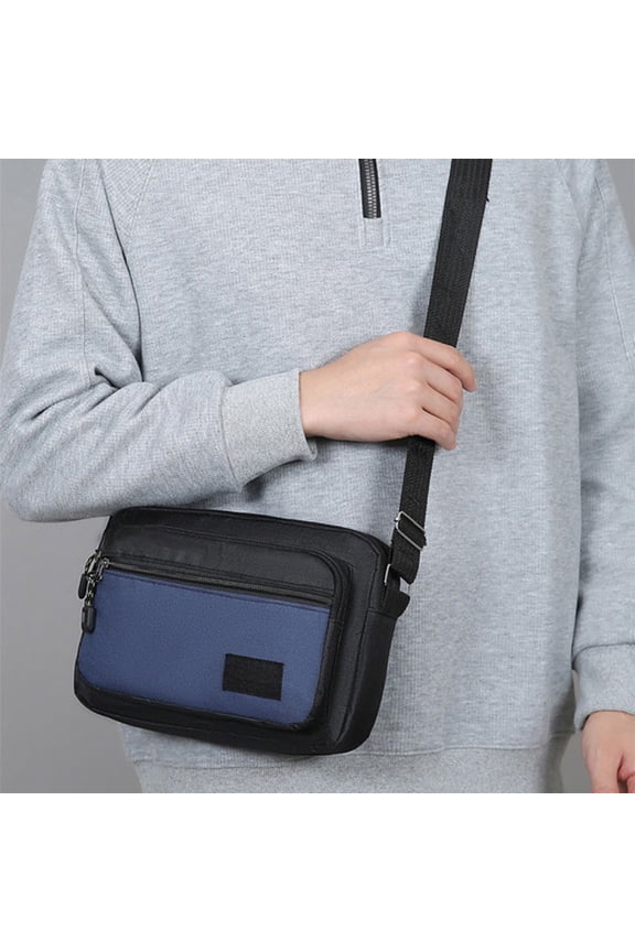 Large Nylon Crossbody Bag for Men Multipocket Sling Backpack Travel Hiking Shoulder Bag with USB Charging Port Water Resistant Casual Daypack for Work Commute Outdoor Activities 10x7x2 Inch