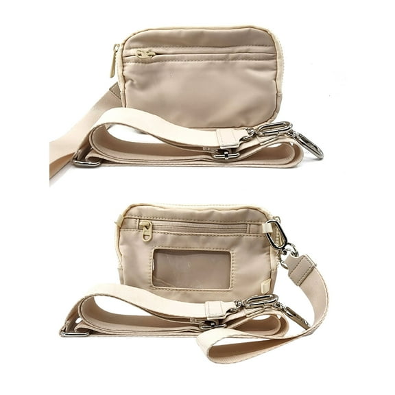 Large Nylon Double Compartment Wristlet Wallet Crossbody Bag