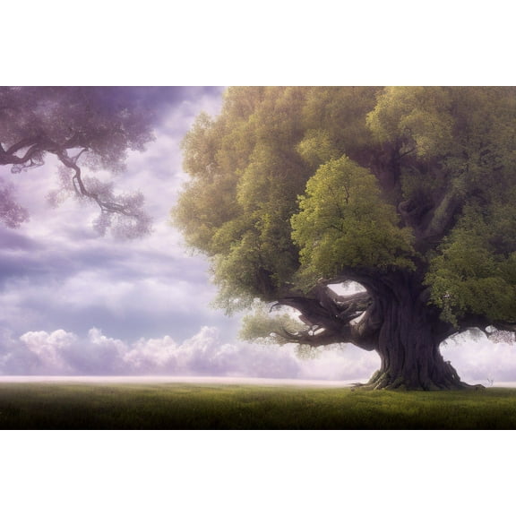 Large Oak Tree Landscape Painting Art Print