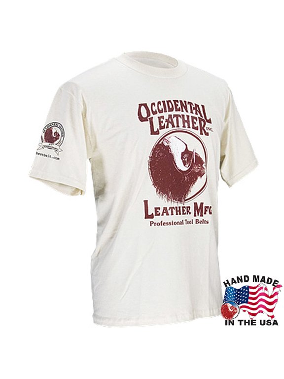 Large Occidental Leather 100% Cotton Front Red Logo Oxy T Shirt Natural