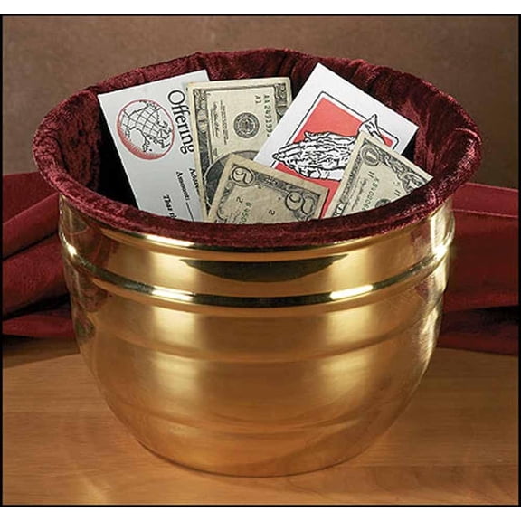 Large Offering Pot with Velvet Bag for Sunday Collections
