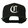 thumbnail image 1 of Large Old English C Embroidered Flat Bill Cap - Black OSFM, 1 of 5