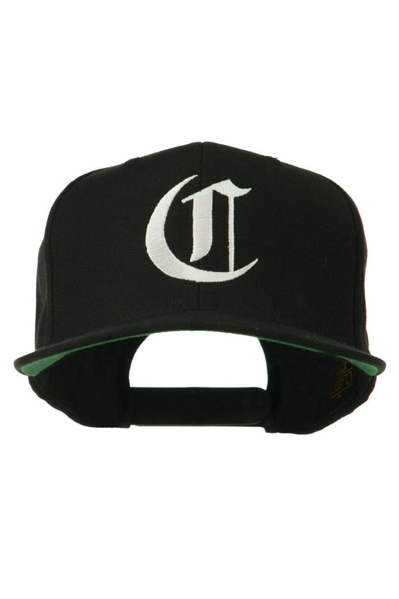 Large Old English C Embroidered Flat Bill Cap - Black OSFM