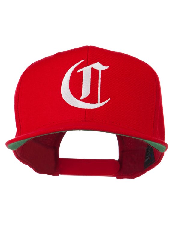 Large Old English C Embroidered Flat Bill Cap - Red OSFM