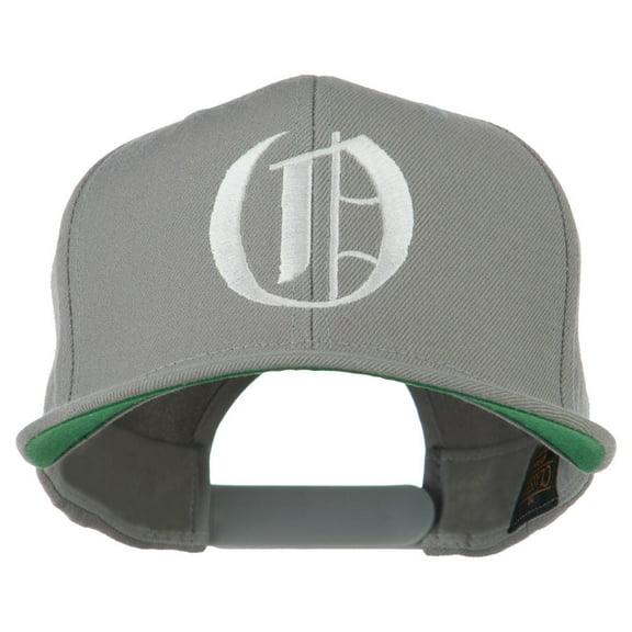 Large Old English O Embroidered Flat Bill Cap - Silver OSFM