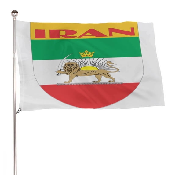 Large Old Iran Historic Flag Party Single-sided Printing Banners Double Stitched Durable House for Patio Yard Lawn Outdoor