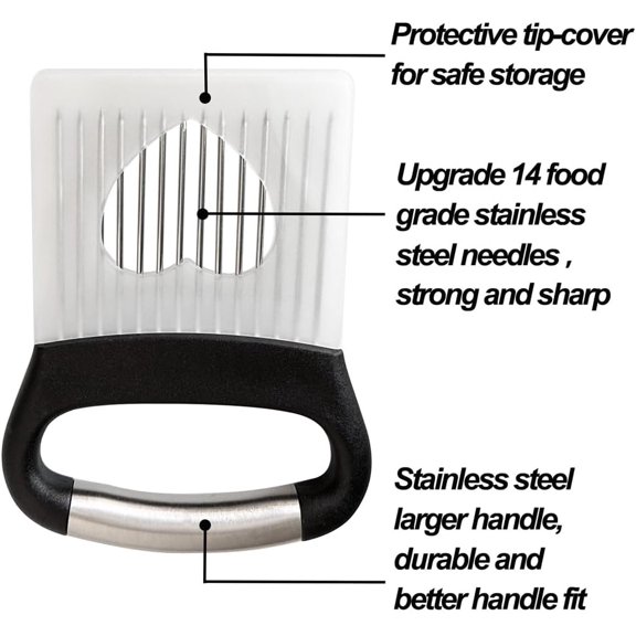 Large Onion Holder for Slicing,Stainless Steel Food Slice Holder,Kitchen Chopper Assistant Tool for Vegetable Slicers,Fruit Cutters,Meat Tenderizers,Home Kitchen Tool with Protective Cover (Black)