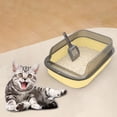 thumbnail image 1 of Large Open Cats Litter Box Kitty Litter Pan, Cartoon Appearance, Heighten Cat Sandbox, Splashproof Cat Toilet Cat Litter Tray, Yellow, 1 of 6