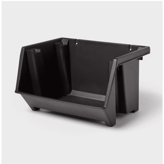 Large Open Front Stackable Storage Bin - Brightroom : Black Polypropylene Utility, 10.75 Volume, 20.3" Width