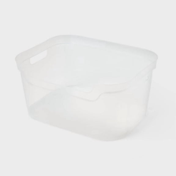 Large Open Front Storage Bin Clear -  Plastic, Portable, Nesting, Universal Storage, 14.5 Volume Capacity