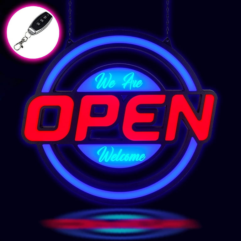 Walmart LED Open Sign for Business - Round, Key Fob Control, 21 