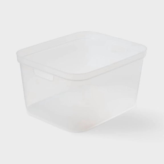 Large Open Storage Bin Clear Plastic, Portable, Nesting, Universal Storage, 20.4 Volume, 15x12.25x8.25
