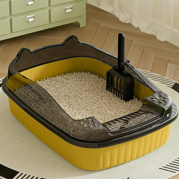 Large Open-Top Cat Litter Box – Splashproof Leak-Proof, High Sided with Litter Pedal, Christmas Holiday Pet Supply for Big/Obese Cats