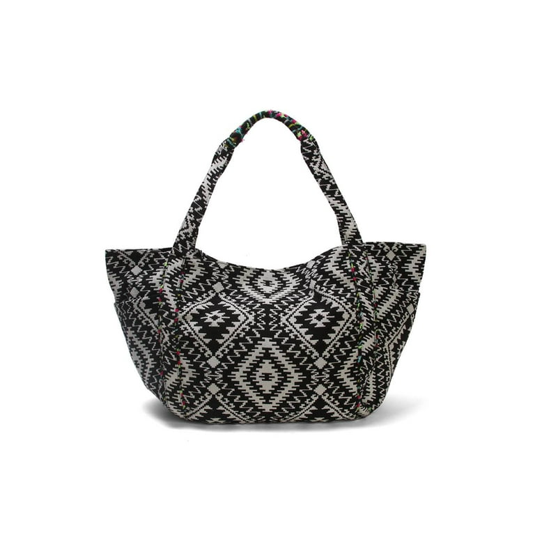 Large Open Tote Bag w Side Pocket Black