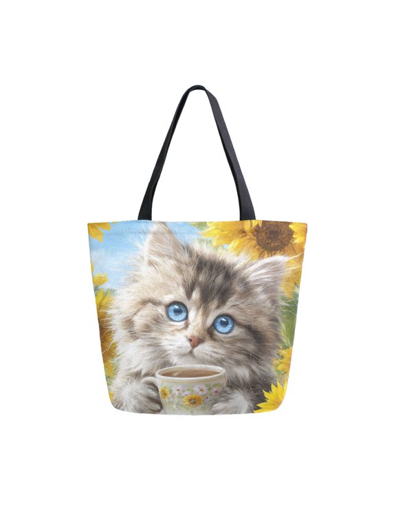 Large Opening Canvas Tote Bag Thickened Canvas Shopping Bag Commuter Handbag Multi-color Available Comfortable and Elegant Puppet