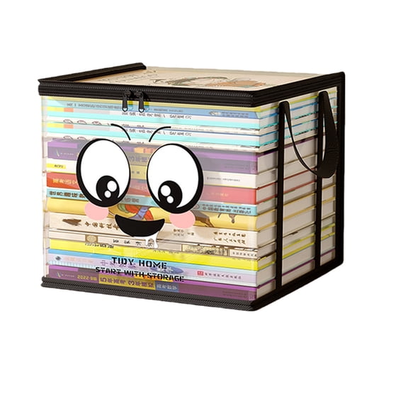 Large Opening Clear PVC Book Storage Container Pliable Double Handles Transparency Organiser Bin with Lid