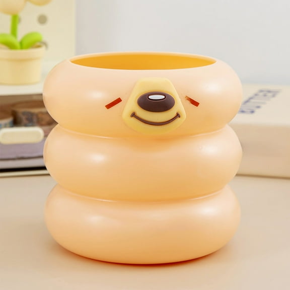 Large Opening Stacking Pen Holder, Cute Circle Design Desktop Organizer, Durable Plastic Multifunctional Stationery Container for Office, Study, Dressing Table