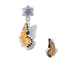 thumbnail image 1 of Large Orange & Black Flying Butterfly - Star of David with Blue Crystal Charm Bead, 1 of 1