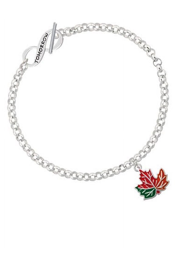 Large Orange Fall Leaf Today Tomorrow Infinity Toggle Chain Bracelet